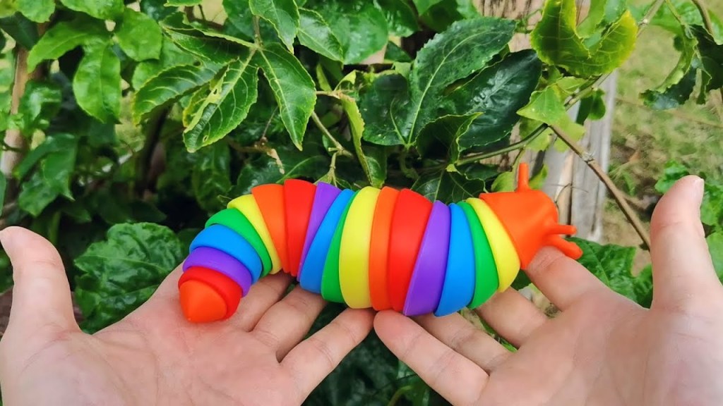 a rainbow colored fidget slug 